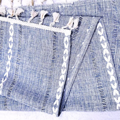 Simple Bedside Table Tassel Cover Cloth, Tablecloth Towel, Suitable for TV Microwave Washing Machine Refrigerator Dust (15.7 * 35.4 inches,Grey Blue)