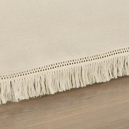Lush Decor Boho Fringe 15-Inch Tailored Drop Easy Fit Bedskirt, Queen, Neutral
