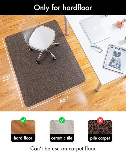 Office Chair Mat for Hardwood Floor Under Desk Computer Rolling Chair Mat for Wood/Tile Floor Non-Slip Heavy Duty Desk Rug PVC Plastic Hard Floor Protector 45"x 53" (Dark Walnut)