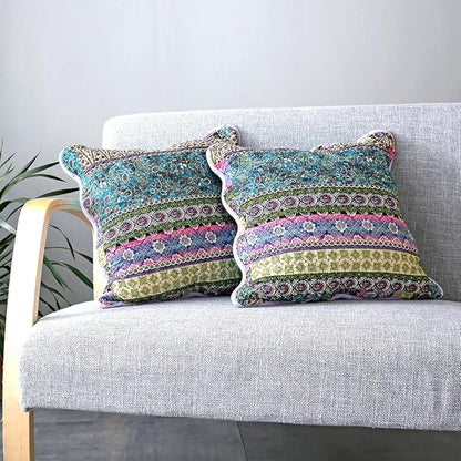 NEWLAKE Striped Jacquard Style Cotton Throw Pillow Covers (2 Pieces, 18X18 Inch)