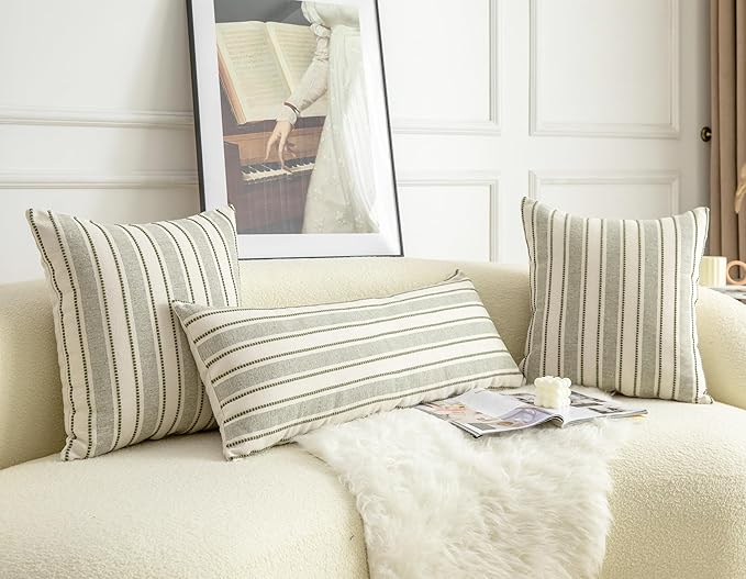 Decorative Boho Lumbar Pillow Covers, Modern Farmhouse Couch Pillowcase, 14 x 36 Long Accent Body Throw Pillow Covers, Sofa Bed Living Room Decor Cushion Case, Olive Green, Pack of 1