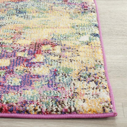 SAFAVIEH Monaco Collection Runner Rug - 2'3" x 16', Pink & Multi, Boho Chic Abstract Watercolor Design, Non-Shedding & Easy Care, Ideal for High Traffic Areas in Living Room, Bedroom (MNC225D)