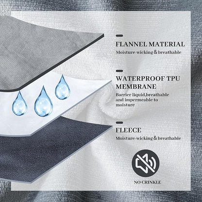 Waterproof Blanket for Bed Couch Sofa, 50''x60'' Reversible & Washable, Fleece and Flannel Waterproof Mat, Water Resistant Bed Cover, Leakproof Mattress Protector(Dark Gray/Light Gray)