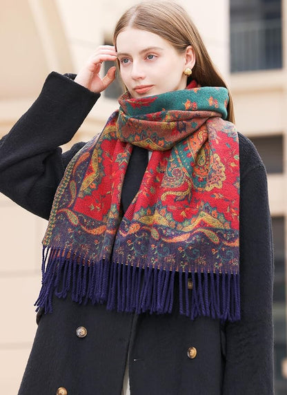 Wander Agio Warm Fashion Scarf Long Shawl Large Blanket Winter Wraps Scarves for Women Cashmere Jacquard Vintage Paisley