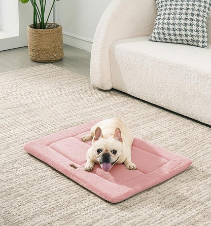 Made4Pets Dog Crate Pad Bed for Small Dogs, Washable & Reversible, Anti-Slip Kennel Mat for Cozy Sleeping, Soft Fluffy Dog Bed for Indoor & Outdoor Use, 24"x18", Pink