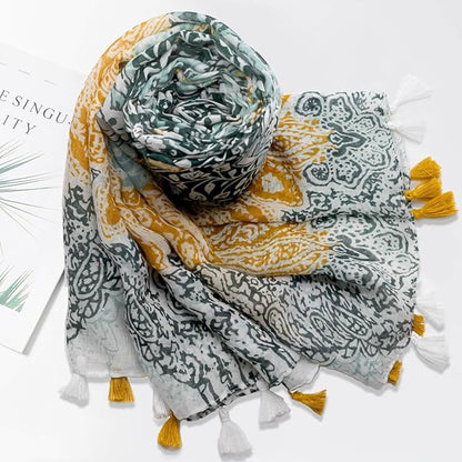 Scarf for Women Lightweight Soft Floral Leopard Printed Scarves Fall Winter Fashion Shawl Wrap with Fringe