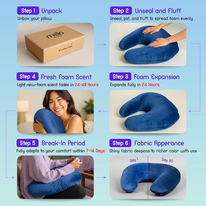 MELLO Lap Pillow for Reading – Memory Foam Gaming Pillow for Lap, Crochet, Crafting, Knitting, Elbow and Arm Support Cushion for Rest in Couch and Bed (Navy Blue, Oversized)