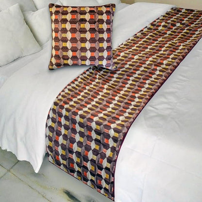 The HomeCentric Orange Bed Runner for King/Queen/Twin Velvet Decorative Bed Scarf 53"x18" Bed Runner Without Pillow Cover, Geometric Bed Scarf Bedroom Décor Accent - Orange Patterns