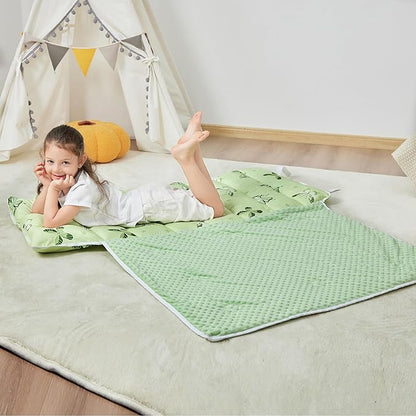 Toddler Nap Mat with Pillow and Blanket, Extra Large Rolled Napping Mats,Slumber Bags for Boys Girls,Kids Sleeping Bag for Daycare, Preschool Travel Camping
