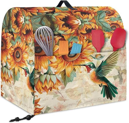 Stand Mixer Covers Hummingbird Sunflower Print Stand Mixer Dustproof Cover Compatible with Kitchen Aid Mixer Washable Stand Mixer Covers for 6-8 Qt Mixer