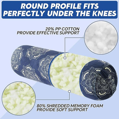 MABOZOO Round Yoga Pillow, Cylindrical Yoga Bolster Pillow with Washable Cover, Meditation Cushion Body Cushion for Practice, Restorative, Meditation