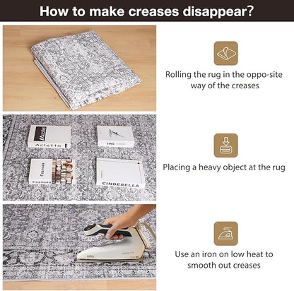 Modern Grey 30" x 48" Hard floor Chair Mats, Machine Wash Computer Chair Mat for Hardwood,Easy Glide Rolling Chairs Mat for Office & Home,Anti-Slip Floor Protector for Tile Floors,Foldable Office Mats