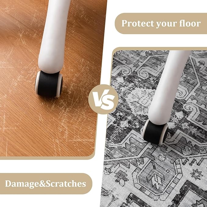 chakme Office Chair Mat for Hardwood Floor, 60"x45" Easy Glide Computer Desk Mat Protector for Rolling Chair Under Desk Rug Nonslip Backing, Machine Wash, (Boho)