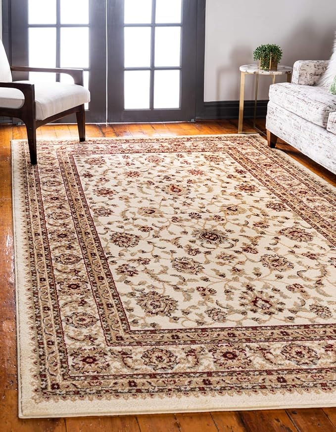 Unique Loom Voyage Collection Traditional Oriental Classic Intricate Design Area Rug (10' 6 x 16' 5 Rectangular, Ivory/Gold)