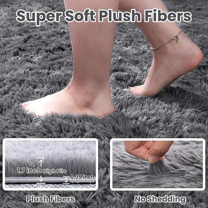 8x10 Area Rugs for Living Room Rug: Soft Fluffy Shag Light Gray Rugs for Bedroom, Non-Slip Large Fuzzy Plush Rug Indoor Floor Carpet for Nursery Kids Boys Girl Room, Dorms, Playroom, Modern Home Decor