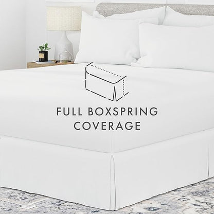 Linen Market Bed Skirt - Ultra Soft Microfiber - Easy Fit with 14 Inch Tailored Drop - Hotel Quality, Shrinkage & Fade Resistant - Bed Cover - Full Size Bed Skirts - Bedroom Décor - (Full, White)