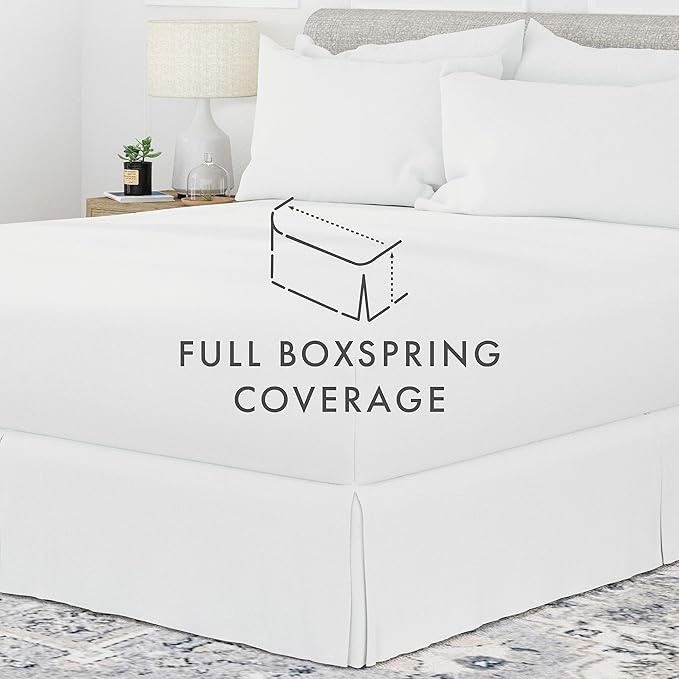 Linen Market Bed Skirt - Ultra Soft Microfiber - Easy Fit with 14 Inch Tailored Drop - Hotel Quality, Shrinkage & Fade Resistant - Bed Cover - Twin Bed Skirts - Bedroom Décor - (Twin, White)