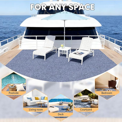 Marine Carpet,6 FT x 18 FT Blue-Gray Indoor Outdoor Carpet 0.2" Thick Boat Carpet with Water-Proof TPE Backing, Non-Slide Outdoor Marine Carpet Roll for Home, Patio, Porch, Deck