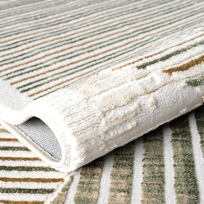 Abani Mid-Century Green Arch Washable Area Rug – 6' x 9' – Modern Geometric Design – Ivy Collection – Non-Shedding, Easy to Clean – Durable for High Traffic Areas – Living Room, Bedroom & Office