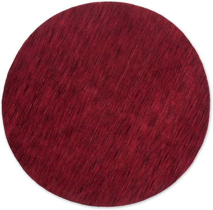 Hand Knotted Loom Wool ECO-Friendly Area Rugs - 6'x6', Round, Dark Red Color, Solid Plain Design, High Pile Thick Handmade Anti Skid Area Rugs for Living Room, Bed Room (L00111)