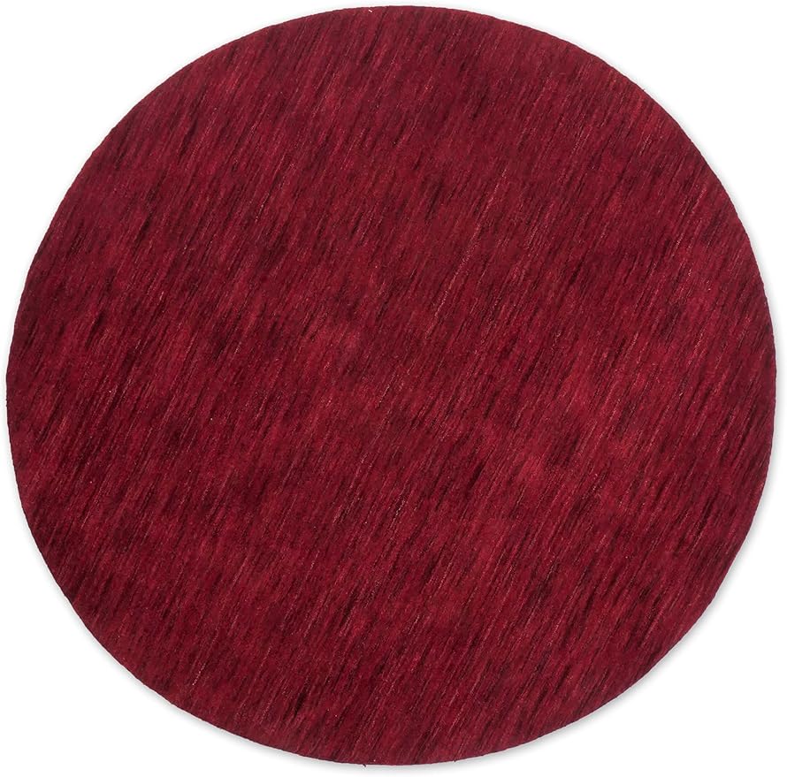 Hand Knotted Loom Wool ECO-Friendly Area Rugs - 10'x10', Round, Dark Red Color, Solid Plain Design, High Pile Handmade Anti Skid Area Rugs for Living Room, Bed Room (L00111)