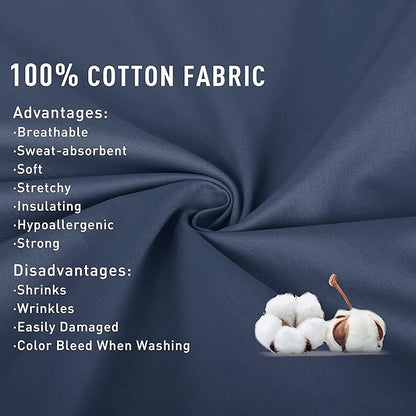 Sunflower Full Fitted Sheet, 1-Piece Extra Deep Pocket Fitted Bottom Sheet 22", 100% Cotton Sateen Soft Breathable, Blue Indigo