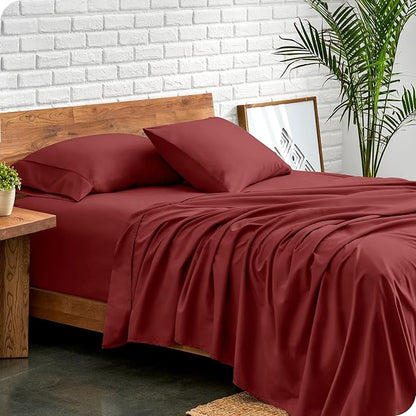 Bare Home Twin XL Sheet Set - 1800 Ultra-Soft Microfiber - Double Brushed - Deep Pockets - Easy Fit - 3 Piece Set - Bed Sheets (Twin XL, Rosewood)