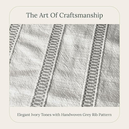 SanVia Grey Hearth Premium Cotton Throw Pillow Covers, 20 x 20 Inches, Luxurious Handwoven Couch Pillow Covers with Hidden Zipper, Elegant Home Décor, Insert Not Included
