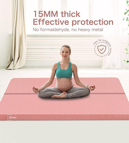 nuveti Large Exercise Mat - 15mm/20mm/30mm Thick Yoga Mat | Workout Mat for Fitness, Yoga, Pilates, Stretching & Floor Exercises for Women & Men with Free Carrying Bag