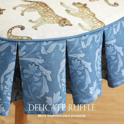 patdrea Pack of 2 Chair Cushions for Dining Chairs with Ruffled,Leopard Pattern Seat Pad with Ties,Removable,Non Slip Chair Pads Decor for Bar Stool Cushions,Indoor Kitchen Chairs, 17.7"x17.7"