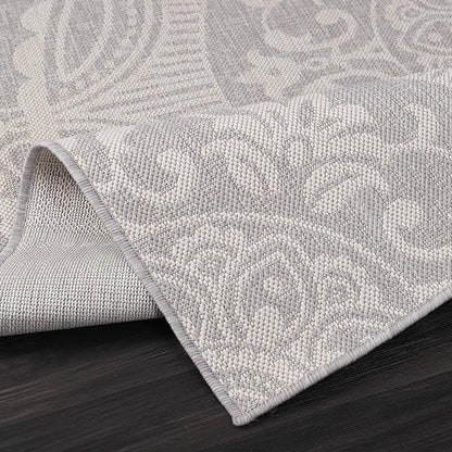Medallion Outdoor Rug 8x10 Washable Outside Carpet for Indoor Patio Porch Waterproof Easy Cleaning Non Shedding Area Rugs Gray 8 x 10