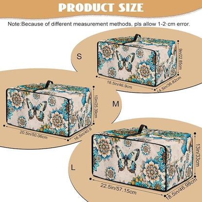 Microwave Oven Dust Cover Waterproof Polyester-Linen Fabric Microwave Oven Cloth Cover Universal Case Protections Protector with Storage Bags, Boho Mandala Floral Butterfly Print, M