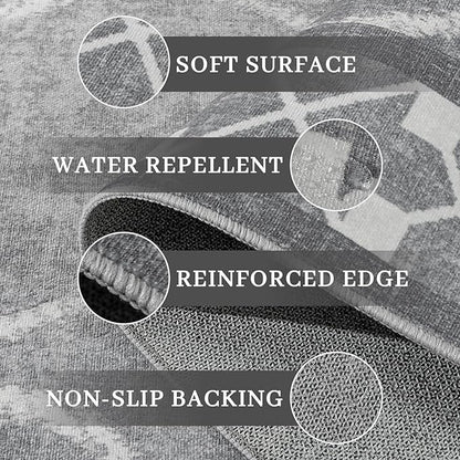 5x7 Light Grey Area Rugs for Living Room, Machine Washable Non-Slip Backing Low Pile Indoor Floor Rugs, Large Modern Carpet for Bedroom Entryway Classroom Playroom Dining Room Home Decor