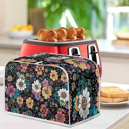 Flower 4 Slice Bread Maker Cover for Kitchen, Dustproof Toaster Cover Suitable for Standard Size Bread Machine, Small Kitchen Appliance