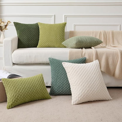 Kevin Textile 14x24 Inch Pillow Cover 1 Pack Boho Decorative Soft Striped Corduroy Lumbar Farmhouse Color Accent Rectangle Cushion Case for Living Room Couch Sofa Bed, Teal Green