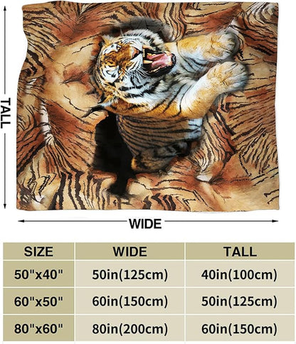 Tiger Throw Blanket - Soft, Warm, Cozy Fleece for Couch, Sofa, Bed - 60"x50" - Kids, Adults