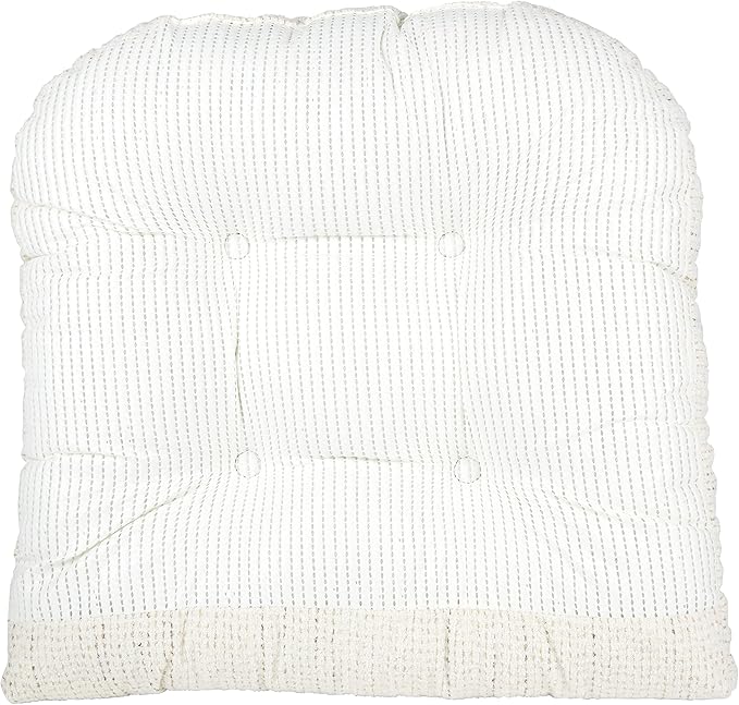 Klear Vu Omega Non-Slip Rocking Chair Cushion Set, Assembled in USA, Thick Padding & Tufted Design, Includes Seat Pad & Back Pillow with Ties, 17x17 Inches, 2-Piece Set, Tyson Birch