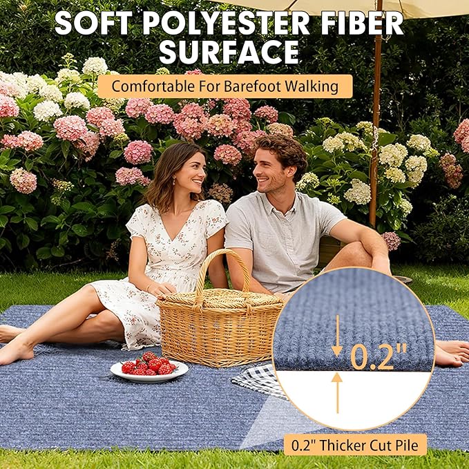 Marine Carpet,6 FT x 23 FT Blue-Gray Indoor Outdoor Carpet 0.2" Thick Boat Carpet with Water-Proof TPE Backing, Non-Slide Outdoor Marine Carpet Roll for Home, Patio, Porch, Deck