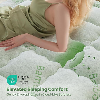 BEDLORE Twin XL Mattress Topper Viscose Derived from Bamboo, Thick Pillow Top Mattress Pad with Deep Pockets for 6-15 inches Mattress, Soft Mattress Topper College Dorm Size for Back Pain