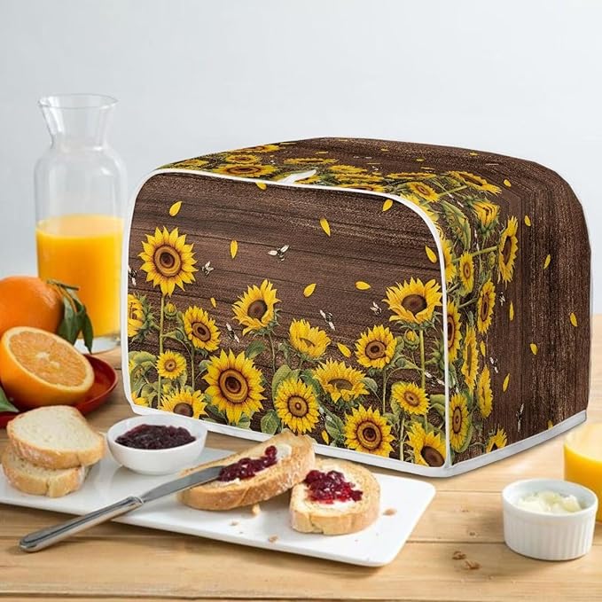 Sunflower Print Toaster Cover Dustproof Bread Maker Protector Kitchen Accessories, Universal 2 Slice Oven Cover Appliance Cover, Washable Appliance Protection