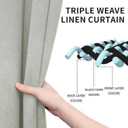 Easy-Going Linen Look Blackout Curtain 108 Inch Length Grommet Window Curtain Drapes for Bedroom, Living Room Thermal Insulated Room Darkening (Set of 2 Panels, Light Gray)