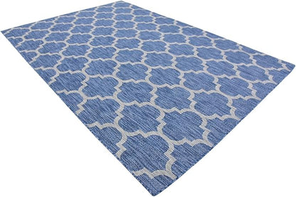 Unique Loom Outdoor Trellis Collection Area Rug (7' 1" x 10' Rectangle, Navy Blue/ Ivory)