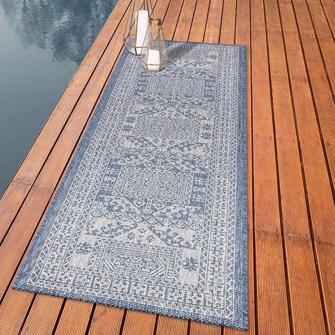 Keen Home Design Terrace Outdoor Runner Rug - 2x10 Washable Indoor/Outdoor Rug for Patio, Kitchen, Balcony, Beach, Garden, Deck and Porch, Size: 2'2"x9'11"