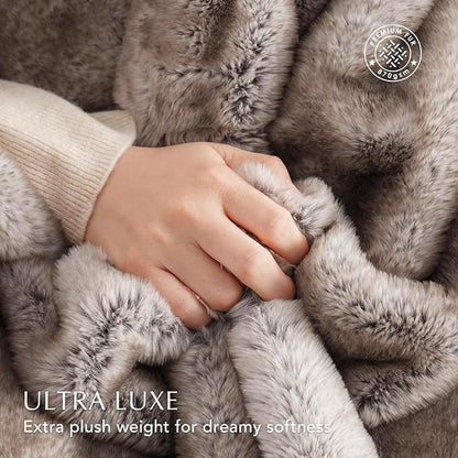 EVERGRACEHOME Ultra Soft Luxury Fluffy Mink Faux Fur Throw Blanket, Thick Warm Fall Winter Blankets for Bed, Couch, Cozy Plush Reversible Blanket for Chair, Sofa (Ombré Hazel Brown, 50"x60")