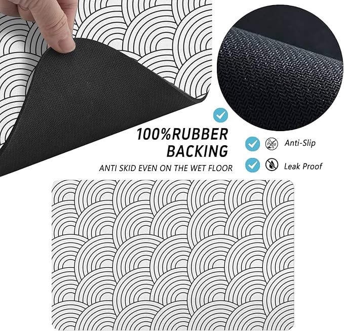 Dog Food Mat for Floors, Absorbent and Quick-Drying Pet Cat Food Mat,Anti-Fouling and Easy-to-Clean Pet Feeding Mat,Dog Bowl Mats for Messy Drinking Water Bowls.16x24inch Boho Style