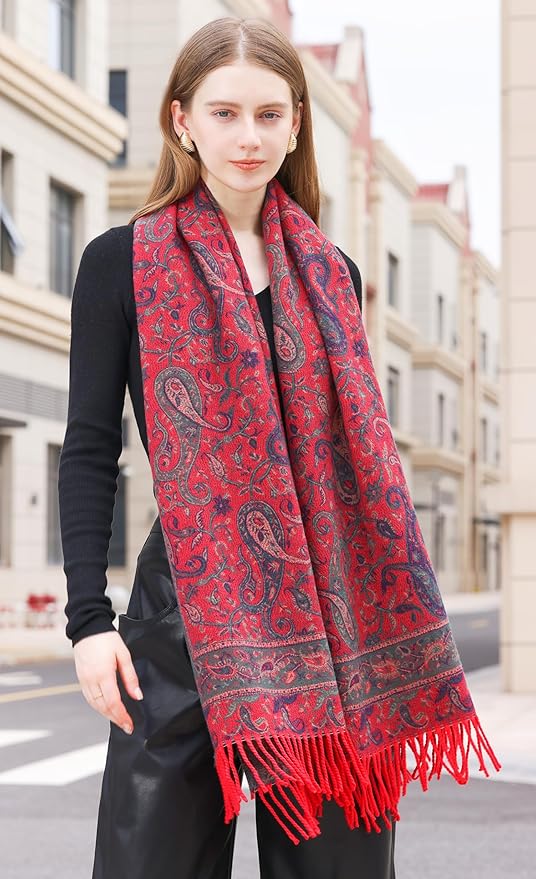 Wander Agio Warm Fashion Scarf Long Shawl Large Blanket Winter Wraps Scarves for Women Cashmere Jacquard Vintage Paisley