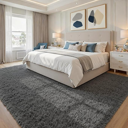 6x9 Area Rugs for Living Room Rug: Soft Fluffy Shag Gray Rugs for Bedroom, Non-Slip Large Fuzzy Plush Rug Indoor Floor Carpet for Nursery Kids Boys Girls Room, Dorms, Playroom, Modern Home Decor