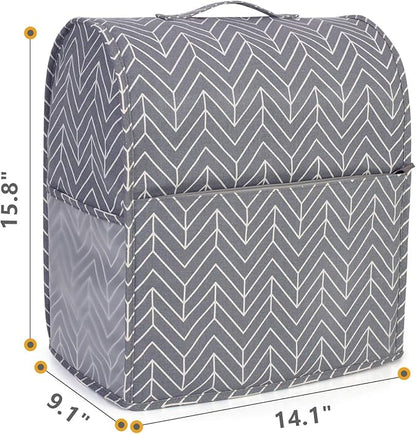 Yarwo Dust Cover for 6-8 qt Stand Mixer, Protective Stand Mixer Cover with Top Handle and Pockets for Extra Accessories, chevron