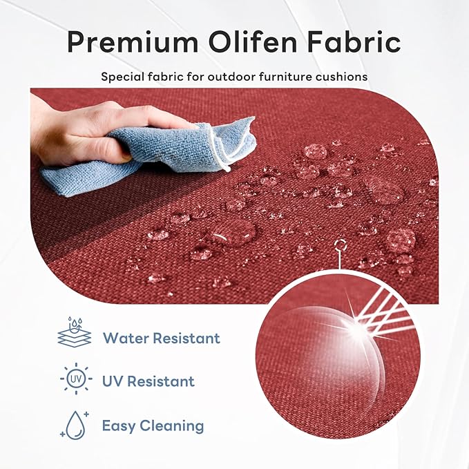 6" Thicker Outdoor Chair Cushion 5 Sets - 24" *24" *6" Waterproof Patio Furniture Cushions with Removable Cover, 28D High Density Sponge Filling Thicken Outdoor Patio Cushions - Red