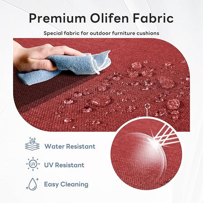 6" Thicker Outdoor Chair Cushion 6 Sets - 24" *24" *6" Waterproof Patio Furniture Cushions with Removable Cover, 28D High Density Sponge Filling Thicken Outdoor Patio Cushions - Red